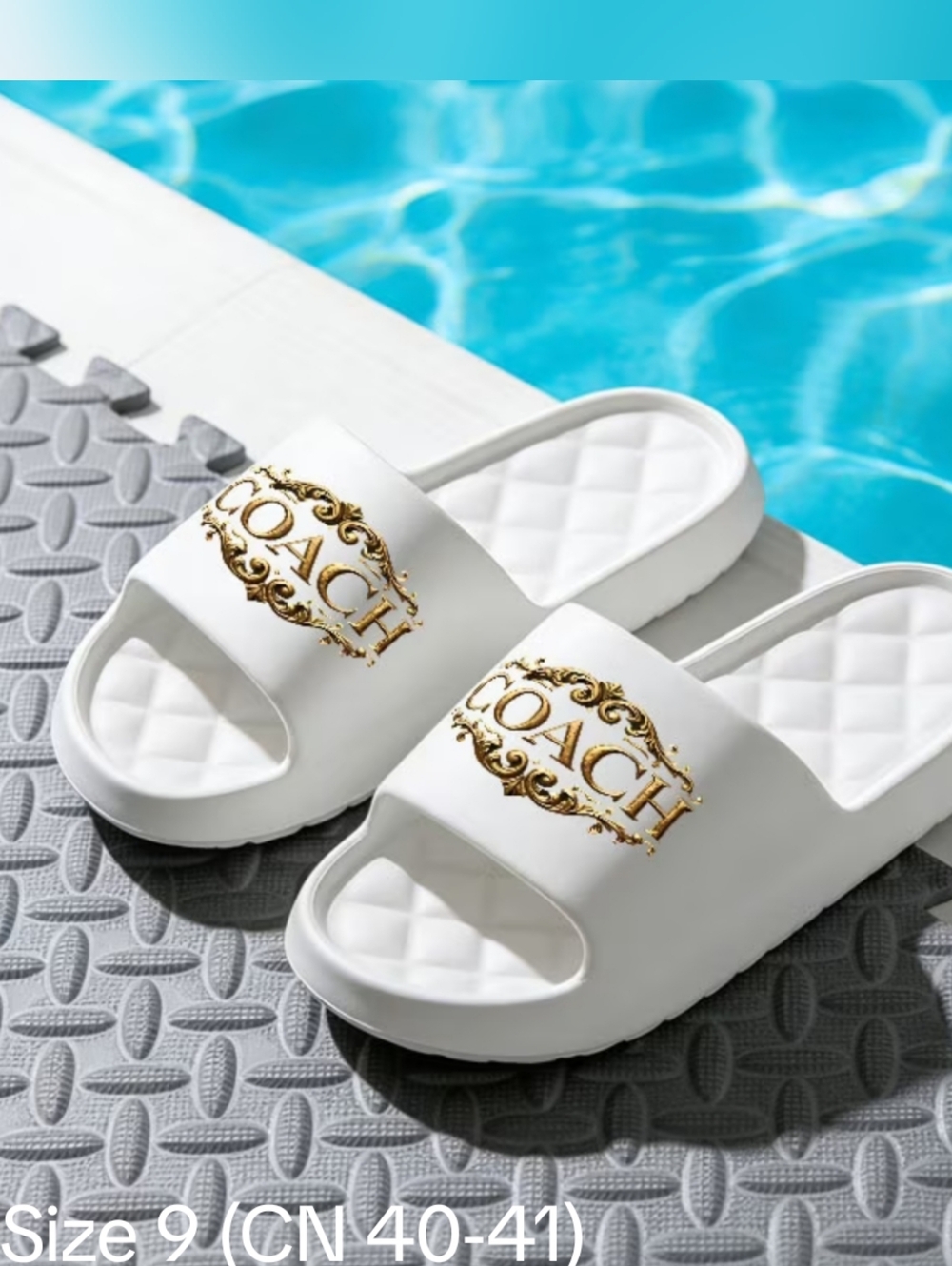 Lightweight EVA pool sandals, US 9 - White